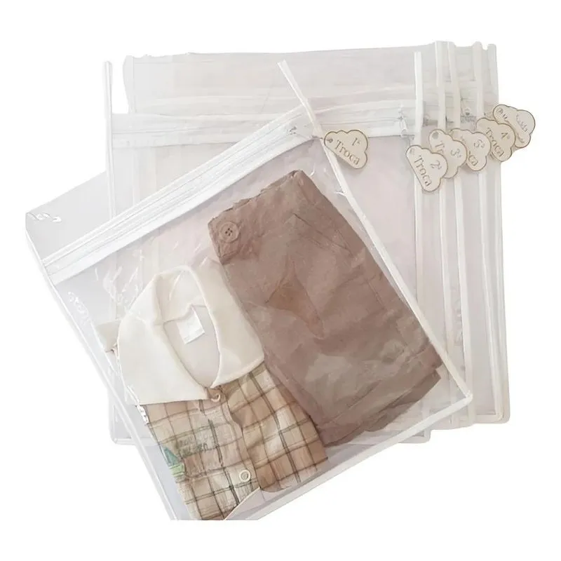 Organizador Maternidade Bebê: Kit 6 Saquinhos + Tag - Branco