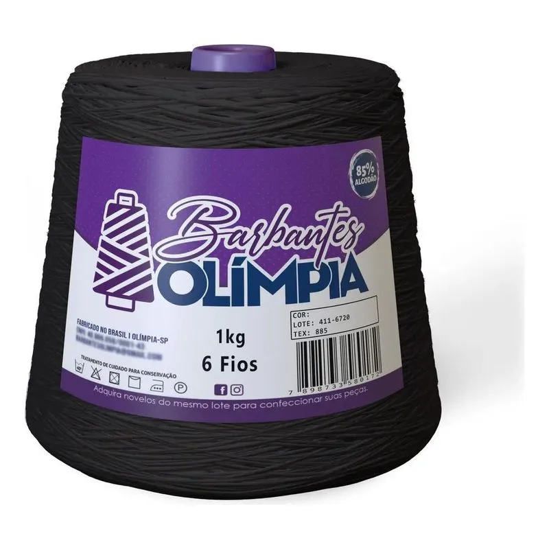 Barbante Olímpia Fio 6 1kg: Maciez E Cores Vibrantes - Preto