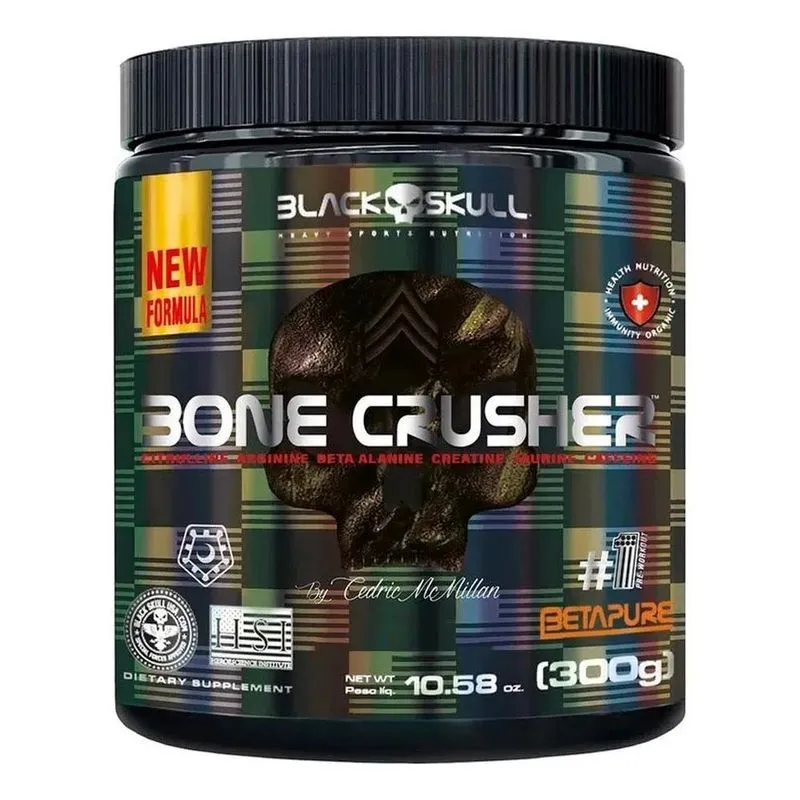 2x Pré Treino Bone Crusher Black Skull 300g - Nova Fórmula S