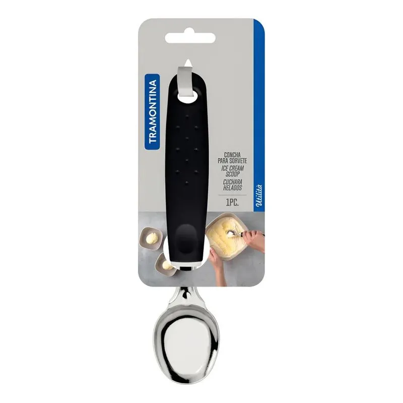Tramontina Pegador Concha Colher Sorvete Açai Inox Cor Preto