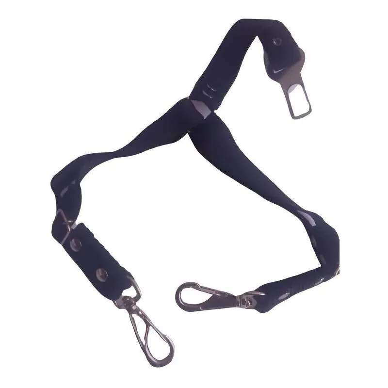 Cinto De Segurança Duplo Preto Inter Pets Para Cão Ou Gato