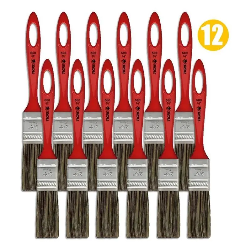 Pincel Trincha Para Pintura Parede Tigre 12 Pç 3/4 Pol