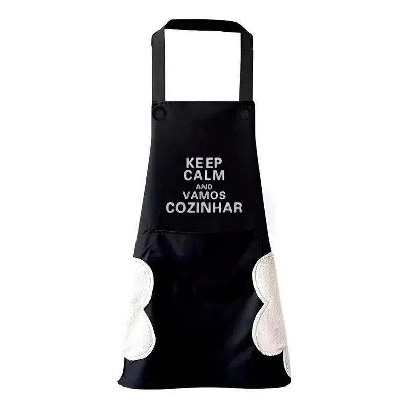 Avental Cozinha Seca Mãos Bolso Preto 68x70cm