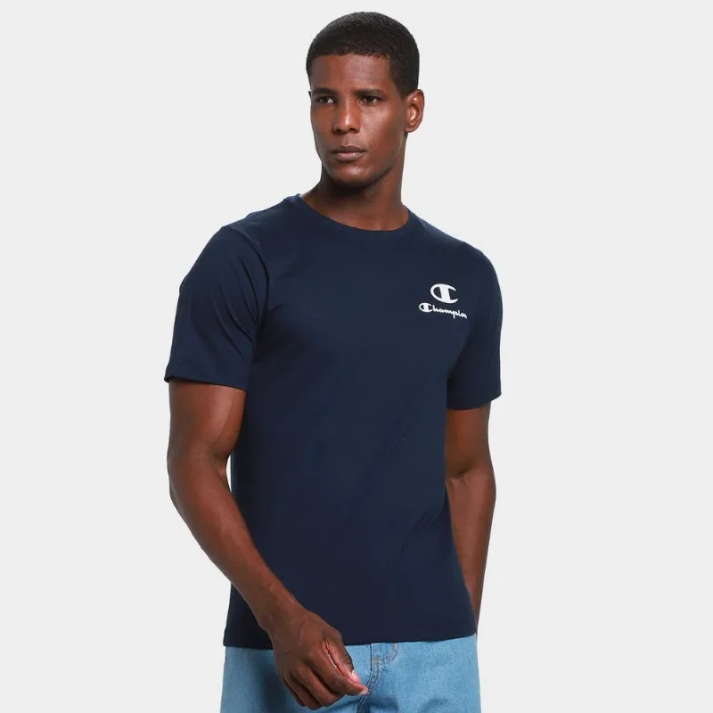 Camiseta Champion C Mni Script Masculina - Masculino - Marinho
