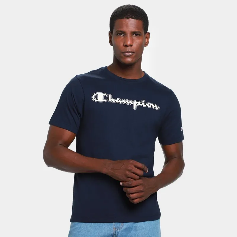 Camiseta Champion Script Outline Masculina - Masculino - Marinho