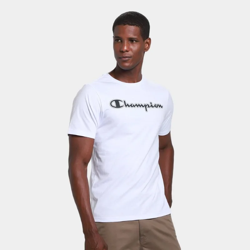 Camiseta Champion Script Outline Masculina - Masculino - Branco