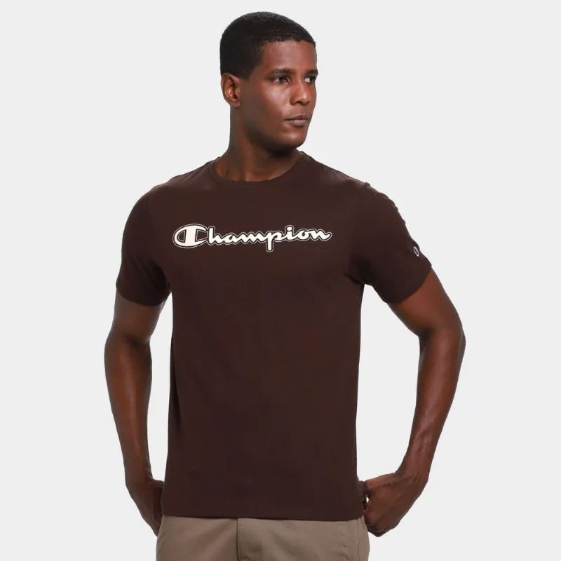 Camiseta Champion Script Outline Masculina - Masculino - Marrom