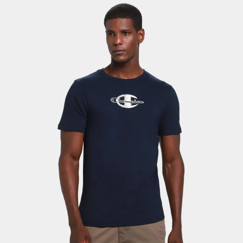 Camiseta Champion C Stripes Script Masculina - Masculino - Marinho
