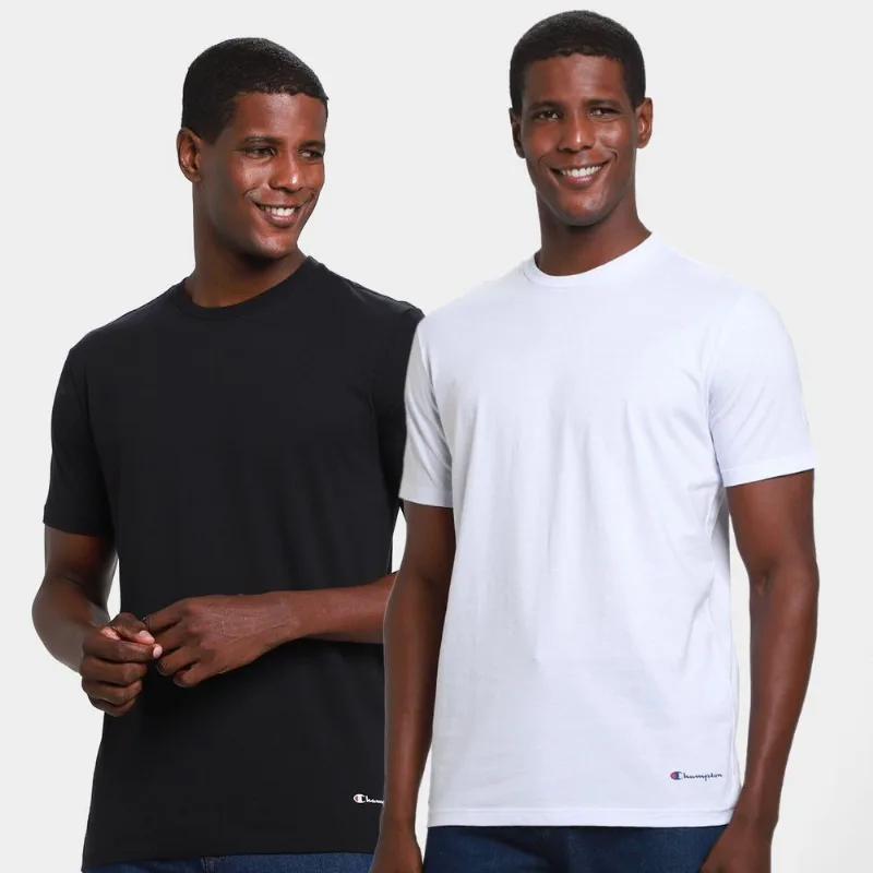 Kit Camiseta Champion Comfort Line c/2 Masculina - Masculino - Preto+Branco