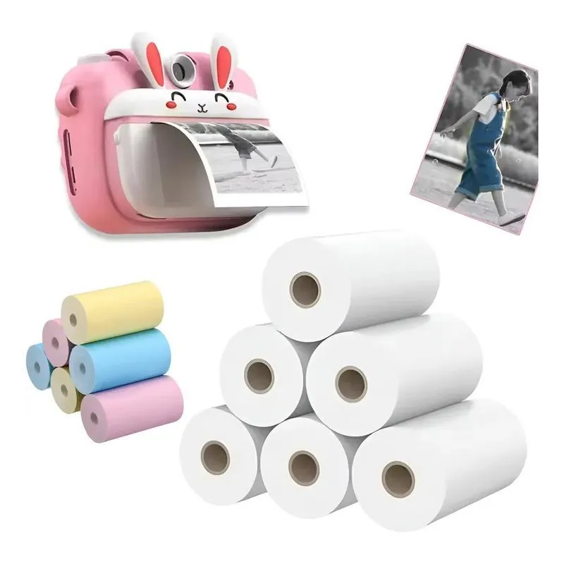 6 Rolos Papel Térmico Câmera Infantil: Fotos Divert - Branco