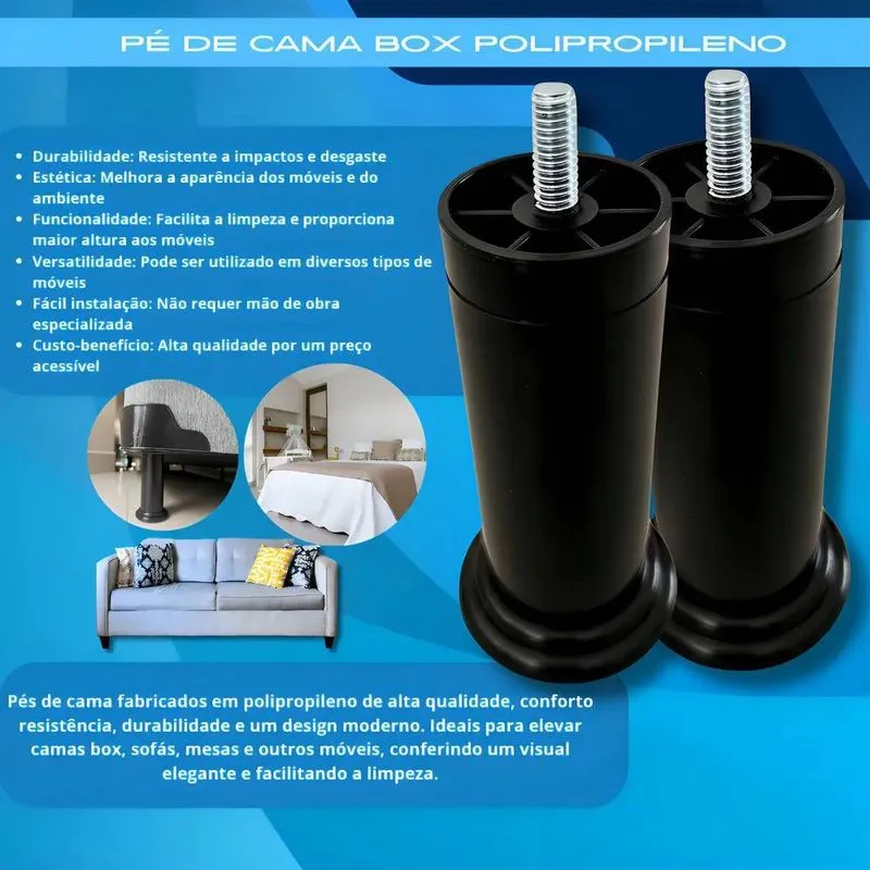 Pé Cama Box De Casal King Jogo Com 8 Peças De 12cm Pezinho