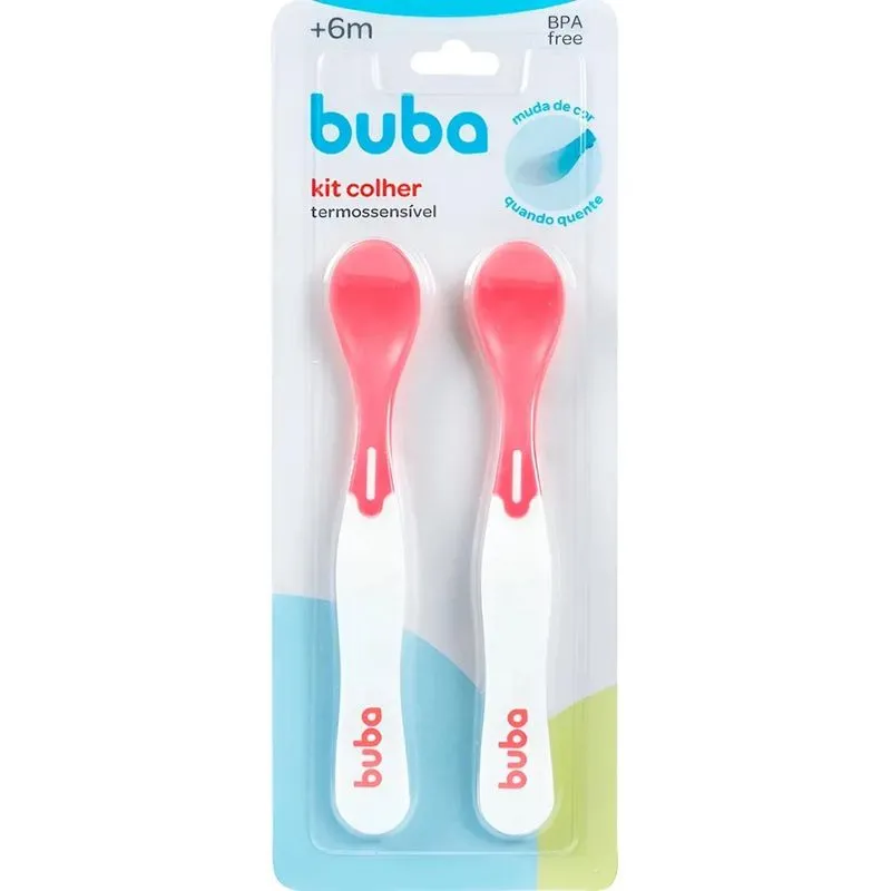 Colher Buba Termossensível: Papinha Segura Para Bebê - Rosa