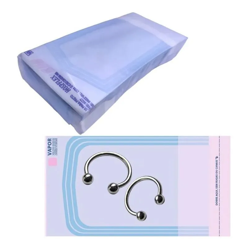 100 Envelopes Packgc Esterilização Autoclave Piercing Jóia 5