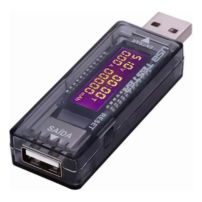 Testador Digital Porta Usb Teste Amperagem Medidor Voltagem