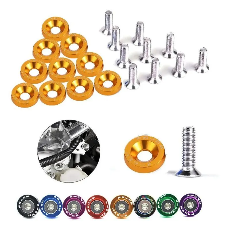 Kit 10 Parafusos M6x20mm Anodizados Jdm Tuning Ref - Dourado
