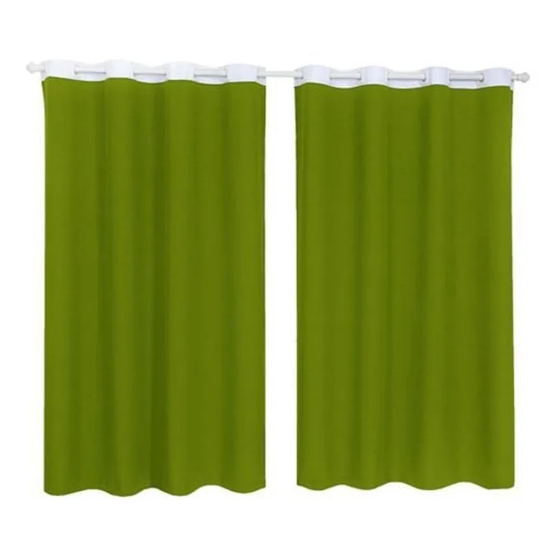 Cortina Tecido Oxford Faixa Branco 1,80M X 2,80M Verde-Limão