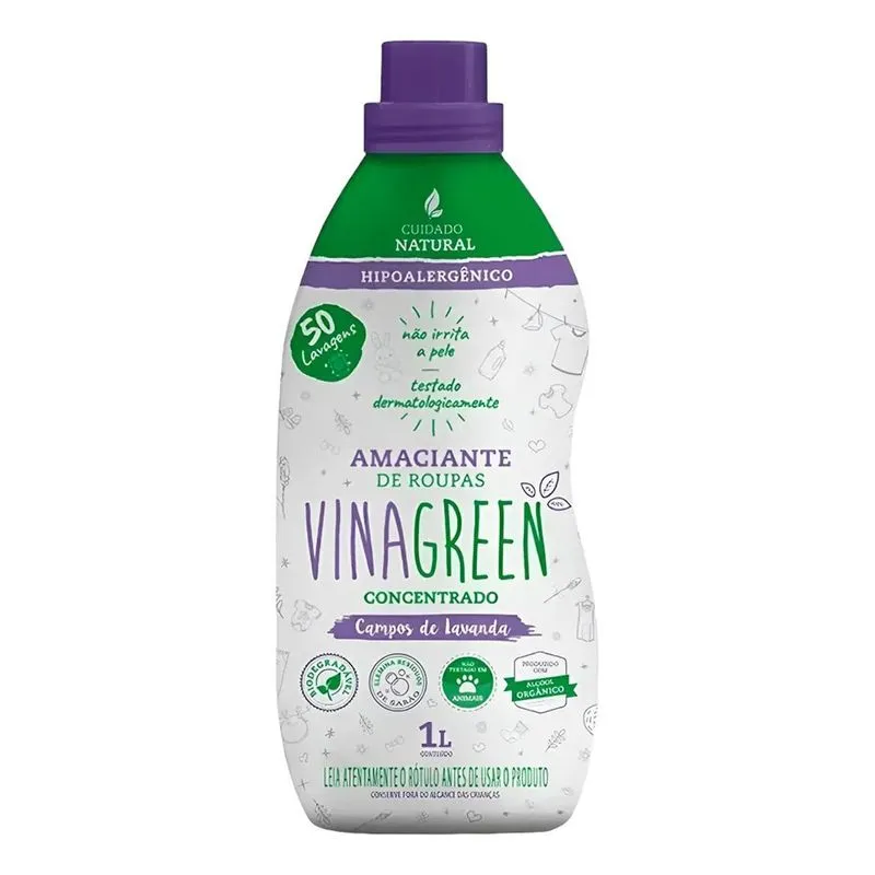 Vinagreen Amaciante Roupas Campos De Lavanda Concentrado 1l