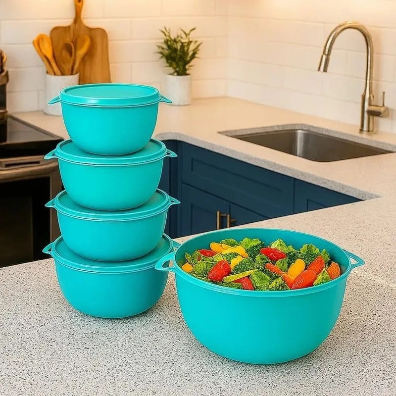 Kit 5 Potes Plástico Redondo Bpa Free - Armazene E O - Verde