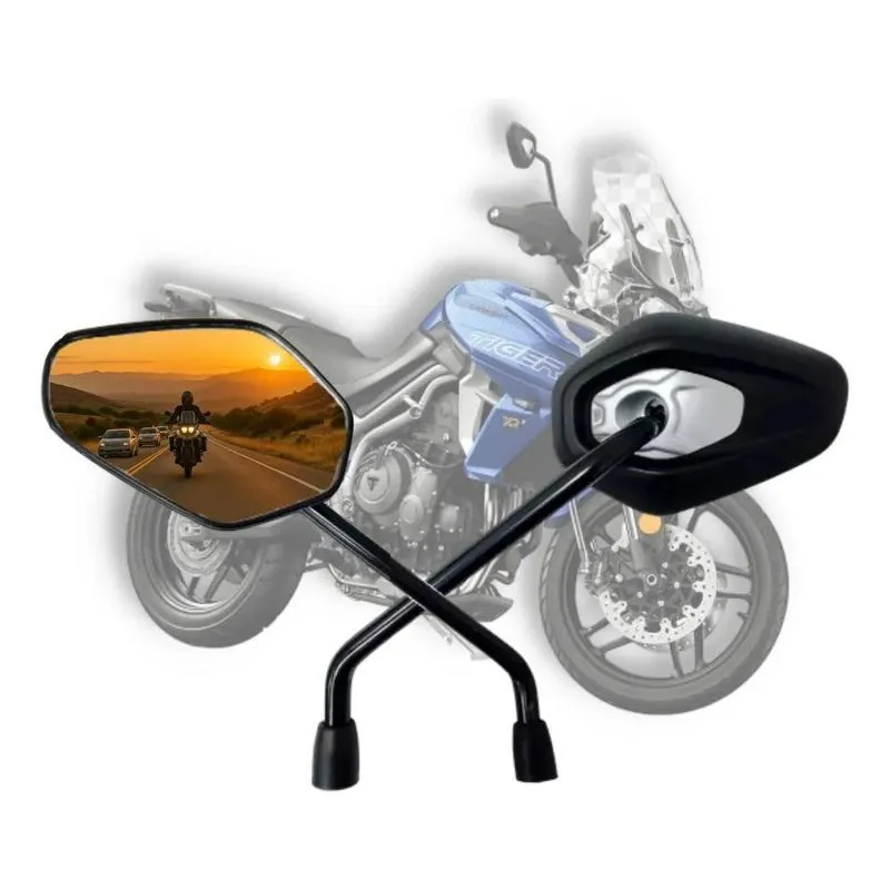 5x Par Retrovisor Tiger 1200 Fixo Rosca Honda Lente Convexa