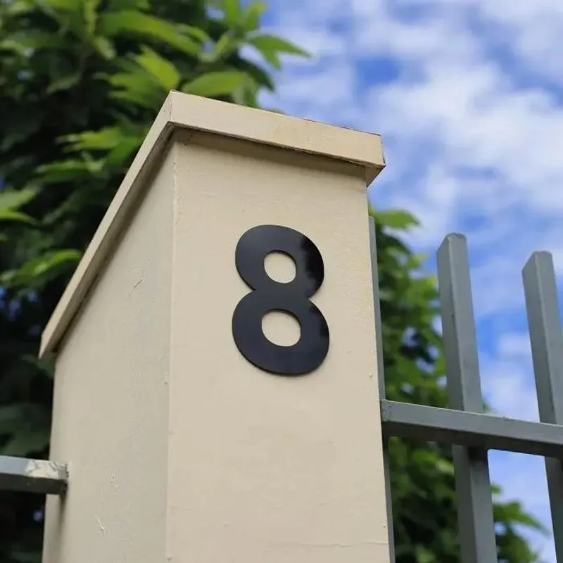 Número Residencial Acrílico Preto Luxo Dupla Face 13cm - 8