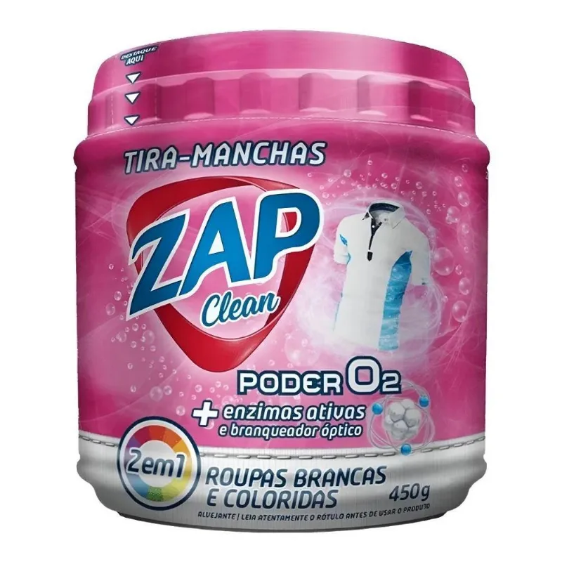 Tira Manchas Em Pó Pote Zap Clean 450g 2em1 Branca Colorida