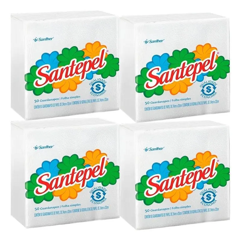 Guardanapo Papel Pequeno Santepel Folha Simples Com 200 Fls
