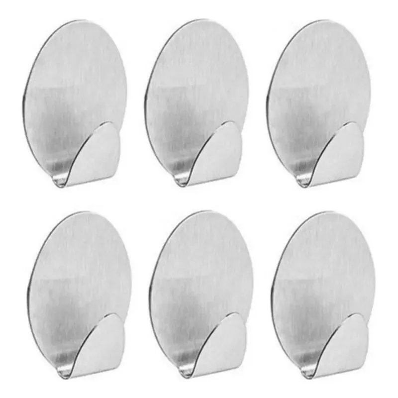 Kit 6 Gancho Adesivo Parede Inox Pendura Toalhas Roupas Pano