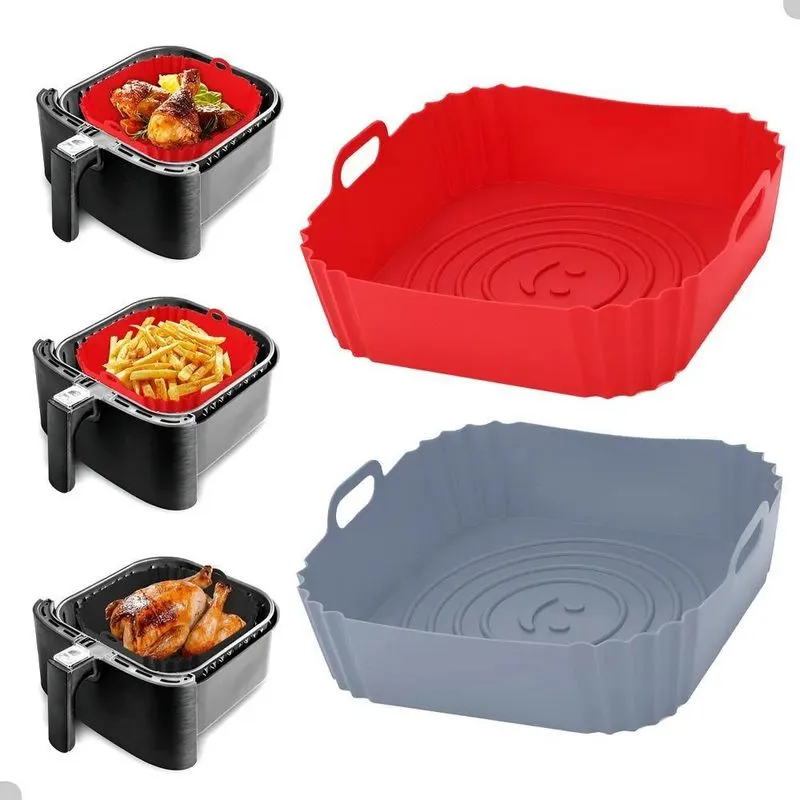02 Forma Silicone Retangular Reutilizavel Air Fryer Limpo Co