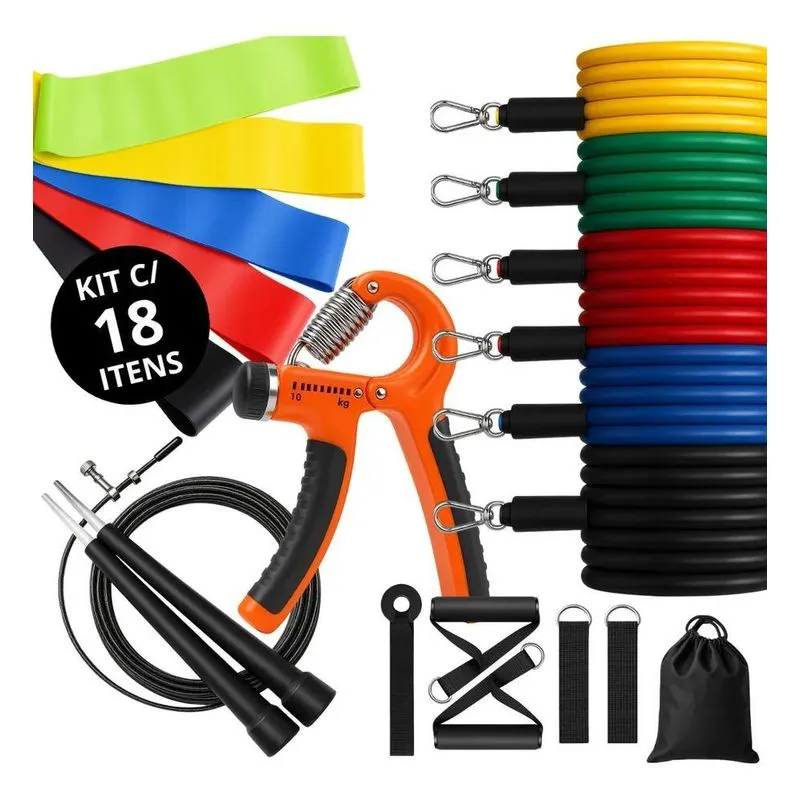 3x Kit 18 Itens Jcanova Store - Elasticos Extensor + 5 Mini