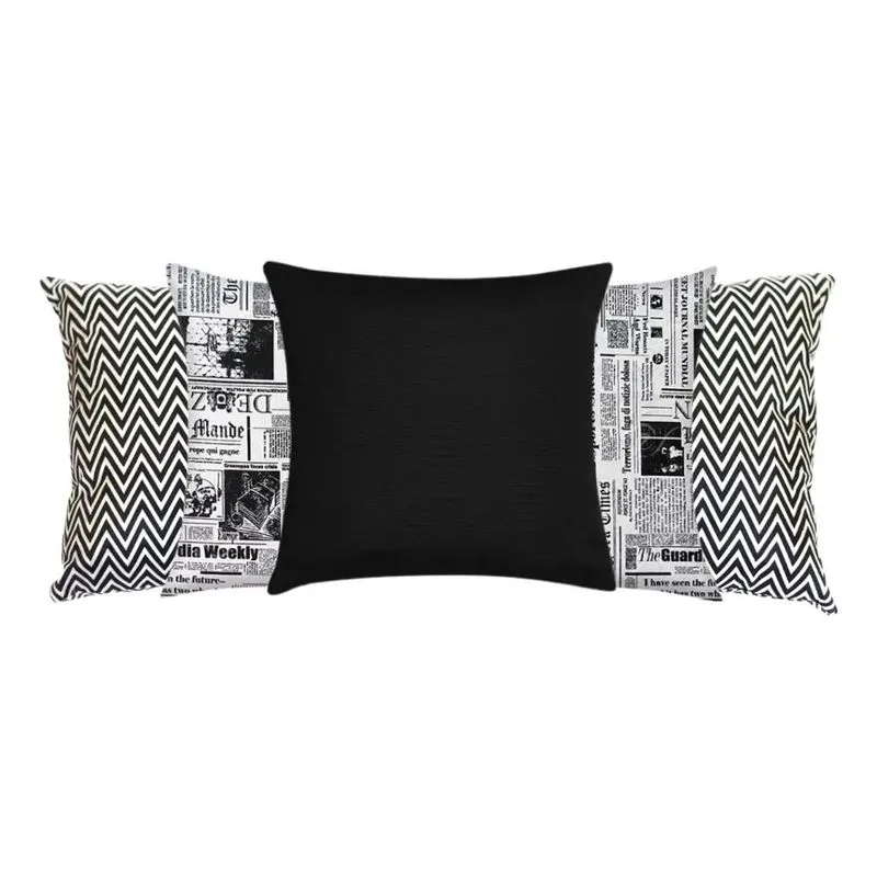 Kit 5 Capas Almofada 40x40 Cinza Geométrica: Sofist - Branco