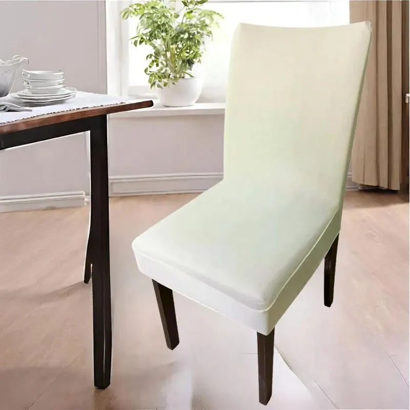 Kit 4 Capas De Cadeira Jantar Malha Elástica: Renove - Creme