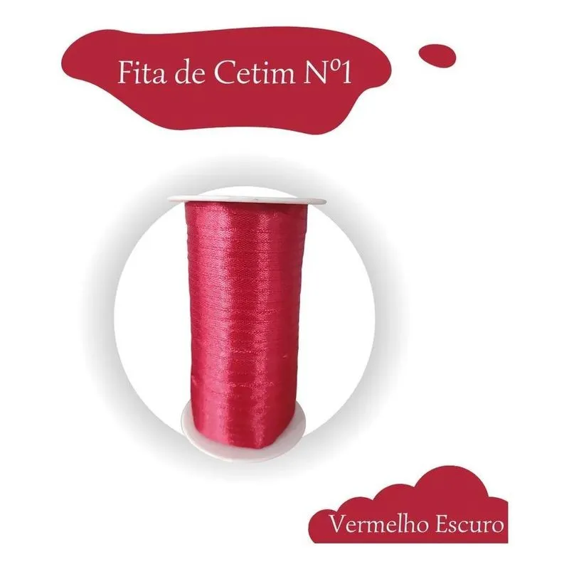 Fita De Cetim Nº1 7mm Rolo Com 100 Metros - Vermelho Escuro