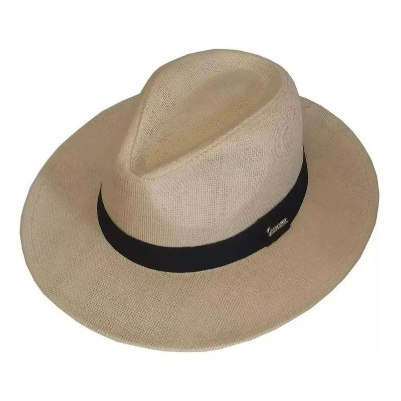 Chapéu Panamá Aba Larga: Estilo Praia Casual U - Palha Único