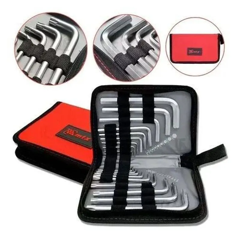 10x Jogo Chave Torx E Allen Hexagonal Curtas 18 Peças