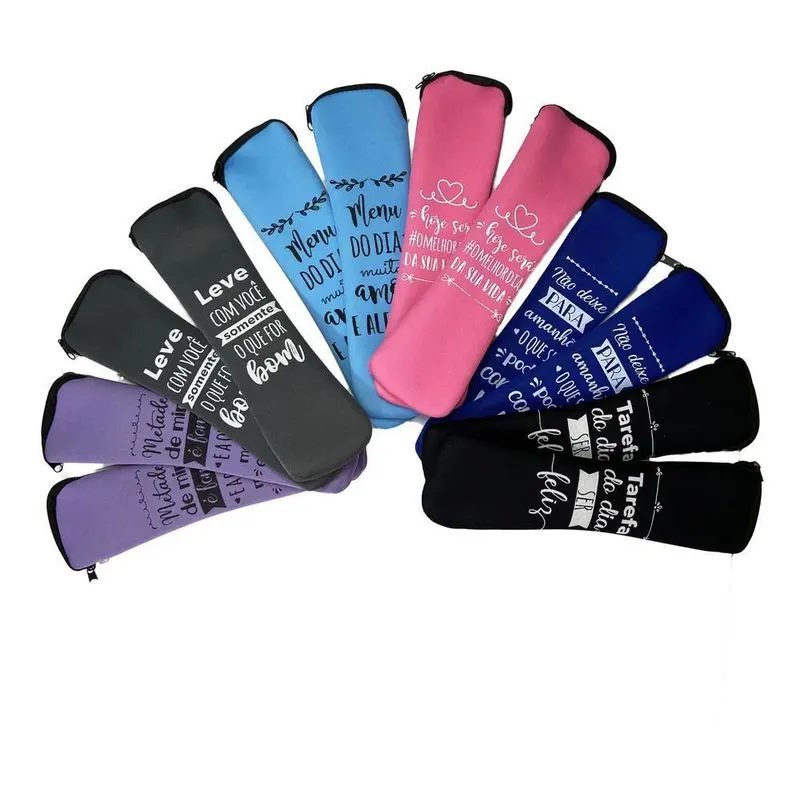 10x Porta Talher Estojo Com Ziper Neoprene Impermeavel