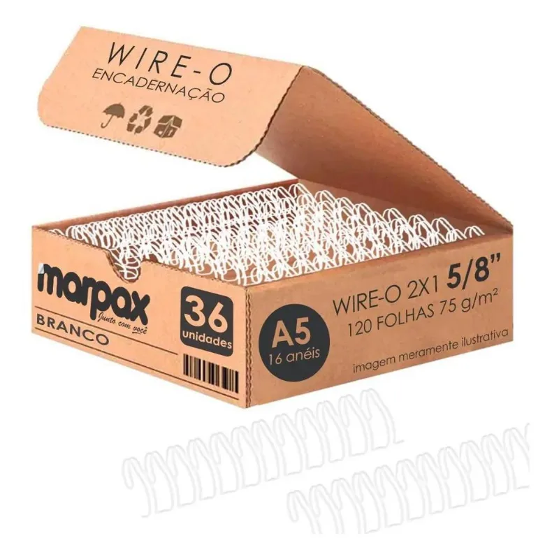 2x Wire-o Para Encadernação A5 5/8 2x1 Para 120fls Branco 36