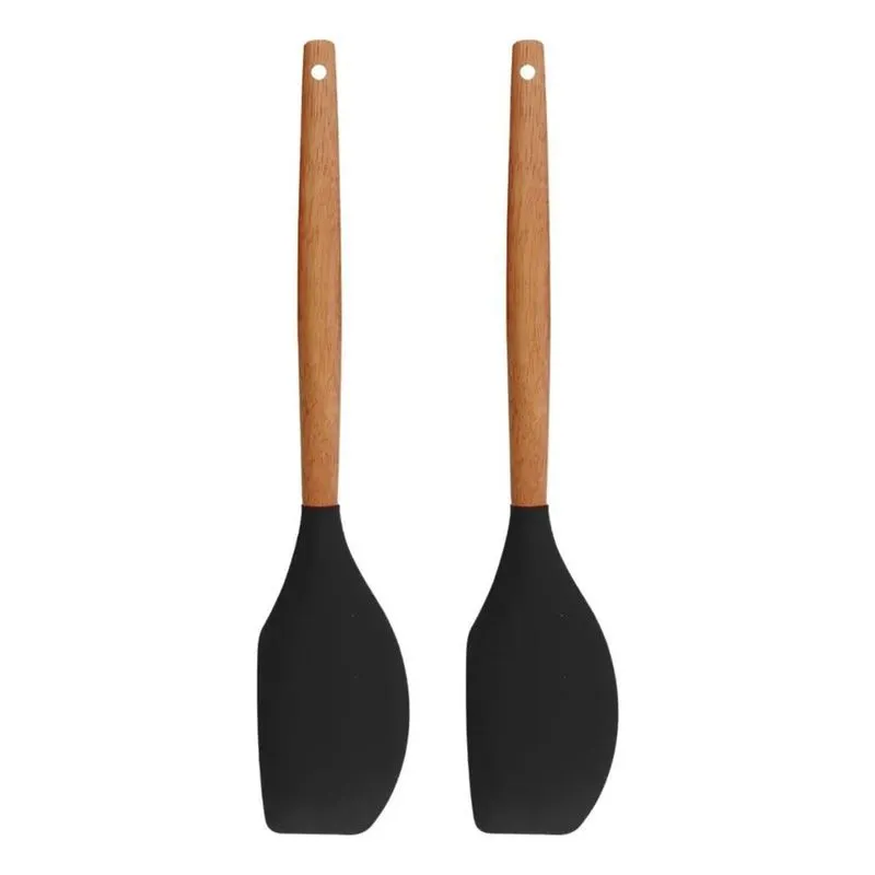 10x Kit Espátulas Pão Duro Silicone Madeira Reforçada Cozin
