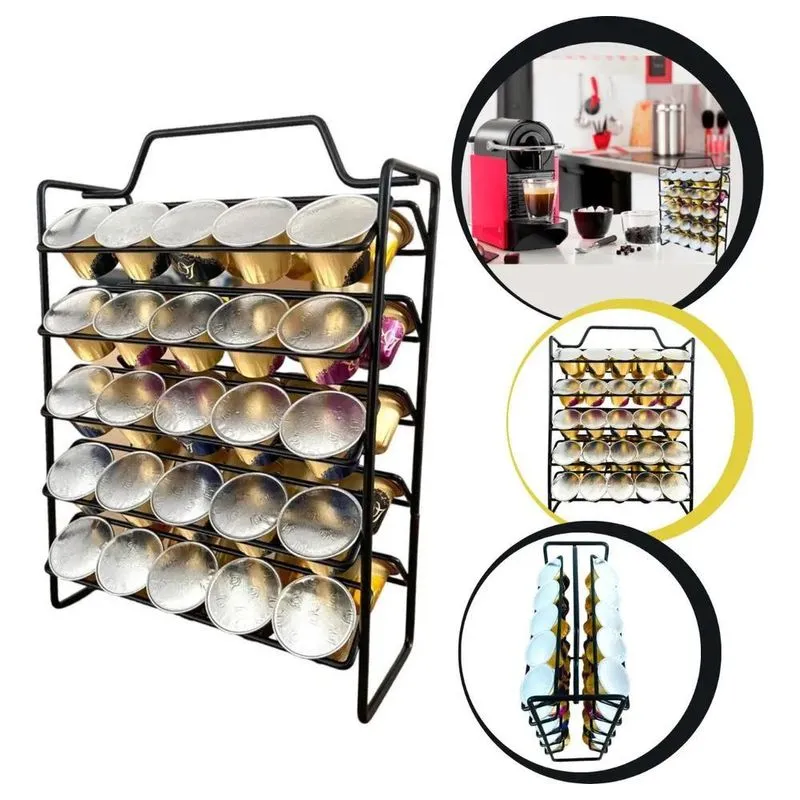 3x Suporte Porta 50 Cápsulas Nespresso Café Bancada Cappucc