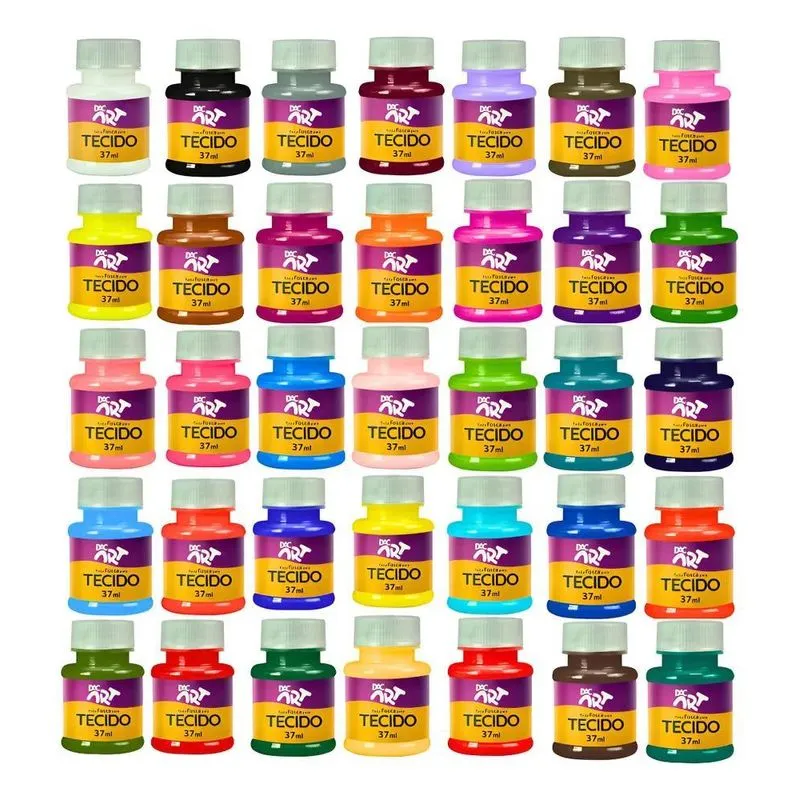 Kit Tinta Fosca Para Tecido 37 Ml Dac 35 Cores Arte Escolar