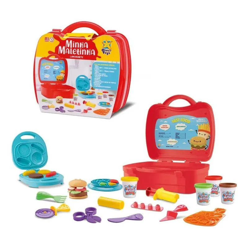 10x Minha Maletinha De Brinquedo Lanchonete Diver Massas
