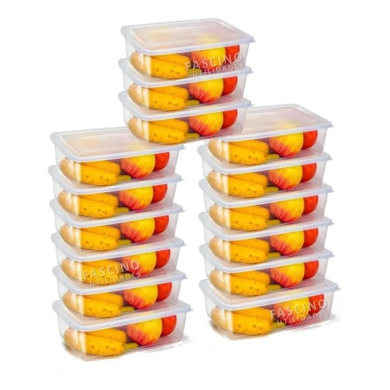 3x Kit 15 Potes 1 Litro Transparentes Bpa Free Marmita