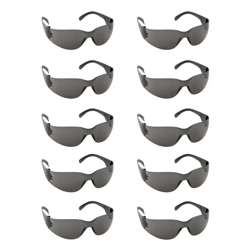 Kit 10 Óculos Proteção Croma Oval Epi Segurança Obra - Cinza