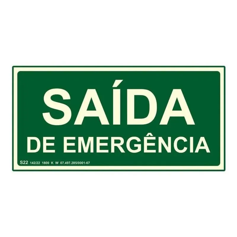 2x Placa De Sinalização Saída De Emergência Fotoluminescente
