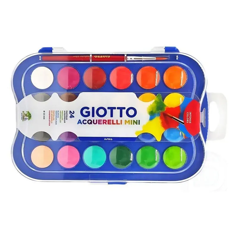 Estojo De Aquarela Pastilha 24 Cores Giotto Mini + Pincel