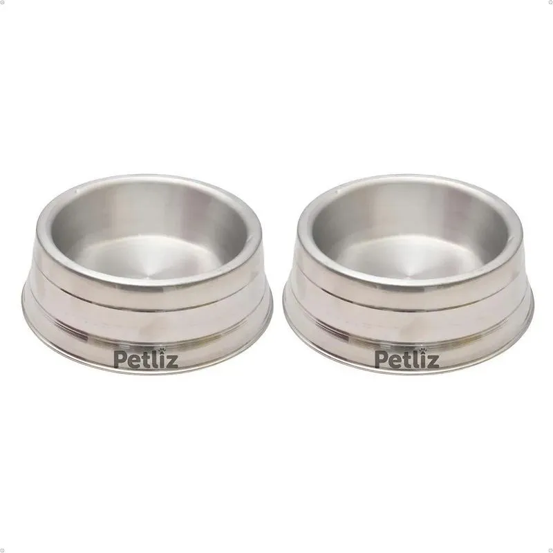 Kit 2 Comedouro Pesado Petliz Polido Bebedouro Pote Ração Ág
