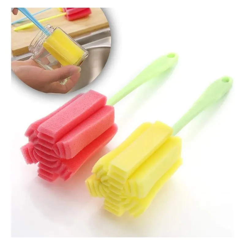 2x Escova Lavador Mamadeira Garrafa Limpador Copo Com Esponj
