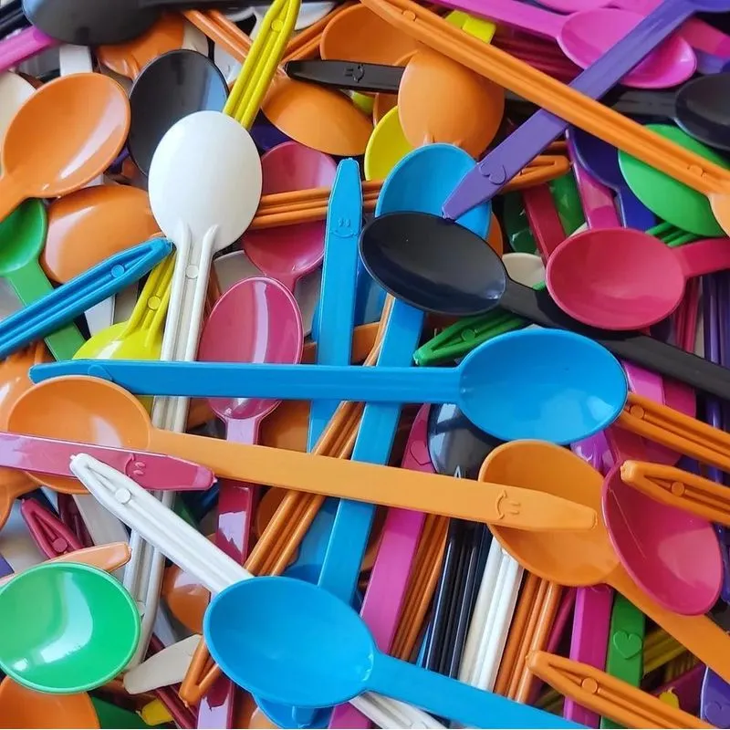 1000 Colheres Plástico Reforçadas: Açaí, Sorvete - Coloridas
