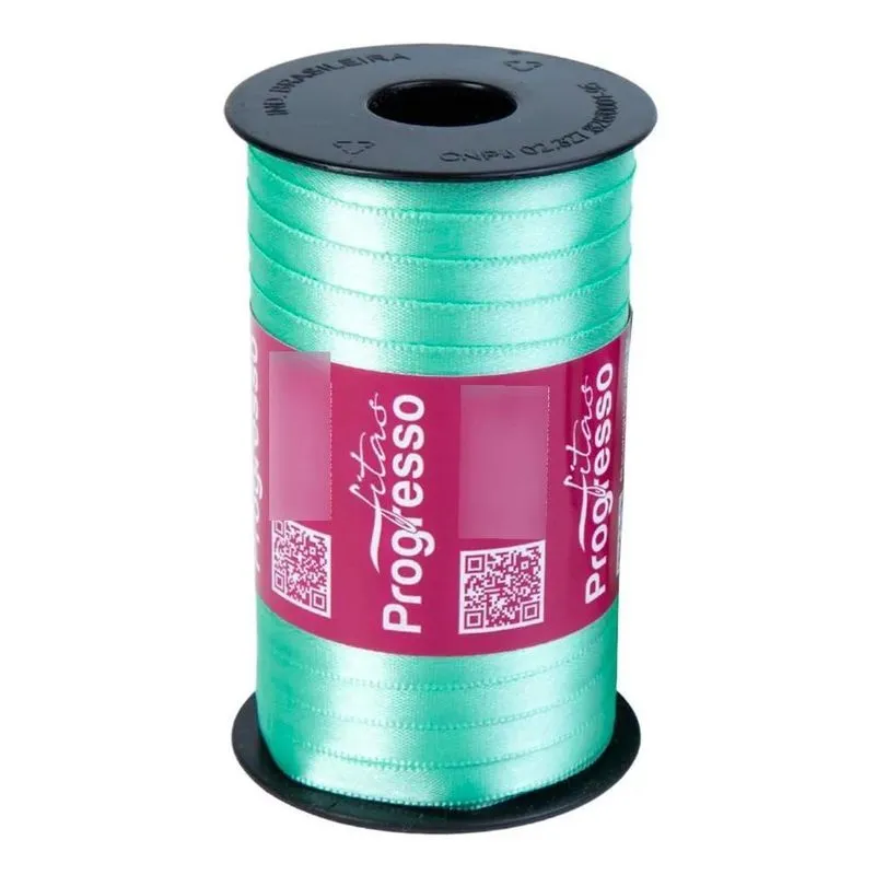 Fita Cetim Progresso 7mm 100m - Brilho E Q - 232 Verde Menta