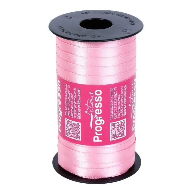Fita Cetim Progresso 7mm 100m - Brilho E Q - 240 Rosa Escuro