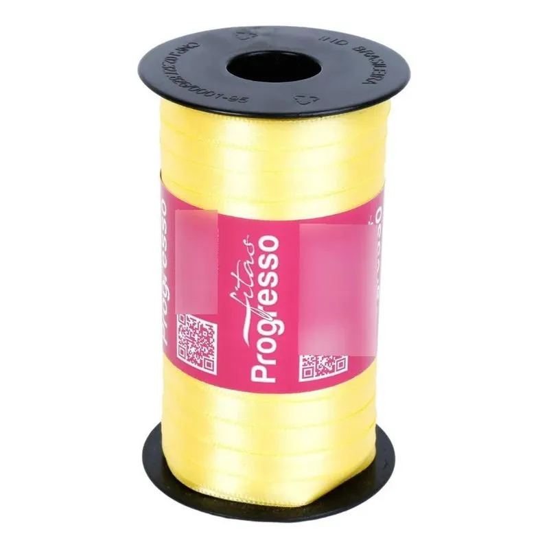 Fita Cetim Progresso 7mm 100m - Brilho - 242 Amarelo Canario